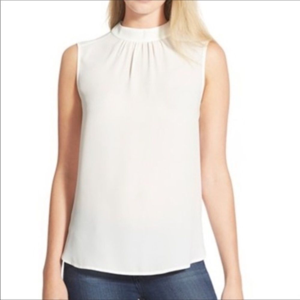 NWT NYDJ Sleeveless Mock Neck Shirred Shell PS
